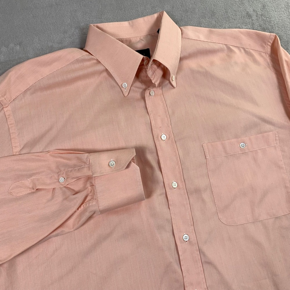 Canali Dress Shirt Mens 17.5 Peach Long Sleeve Button Down Made in Italy